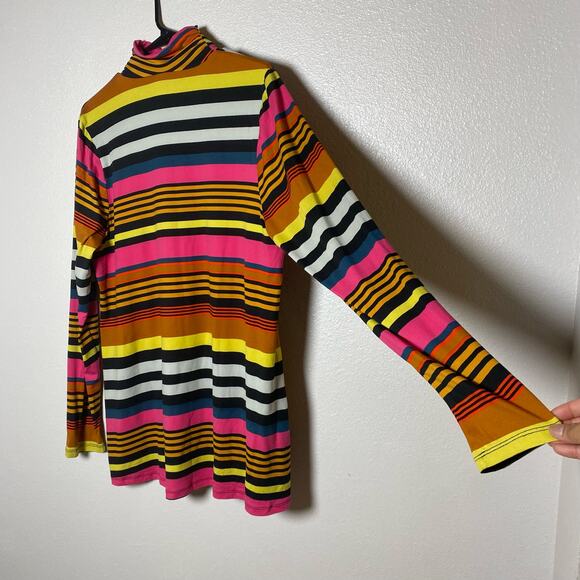 Lane Bryant Womens Long Sleeves Multicolored Stripes Shirt High Neck 14/16 - Picture 7 of 10